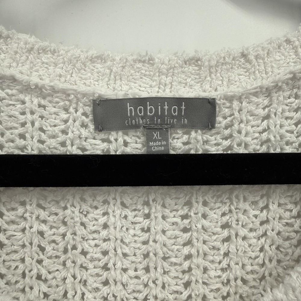 Habitat Sweater Womens XL White Knit Scoop Neck Long Sleeve Tunic Pocket - Picture 4 of 12